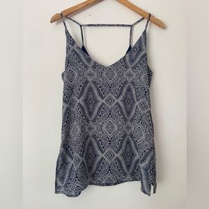 H&M spaghetti strapped tank with geometric designs and slits up the sides.